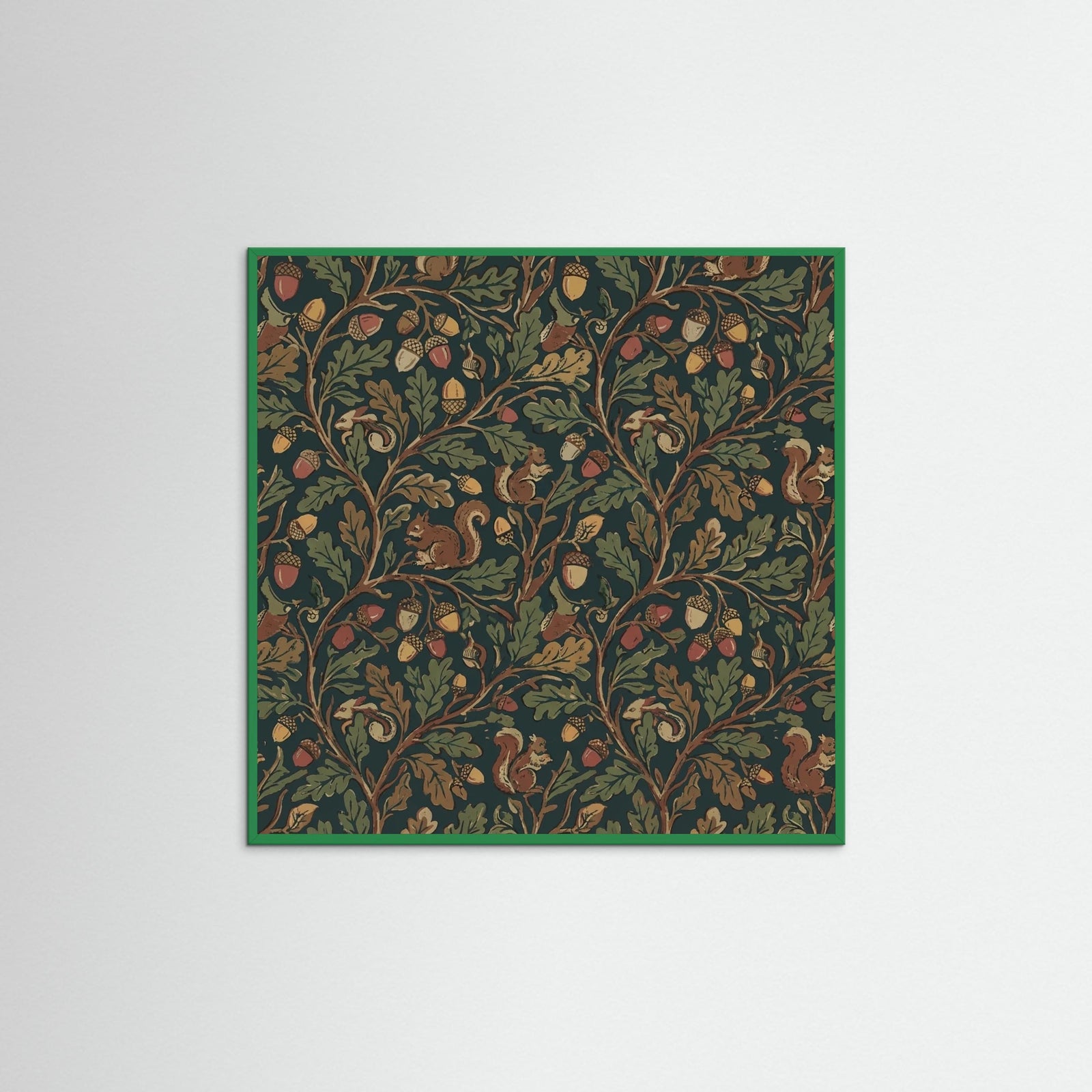 Green Wood Square Morrisian Bloom