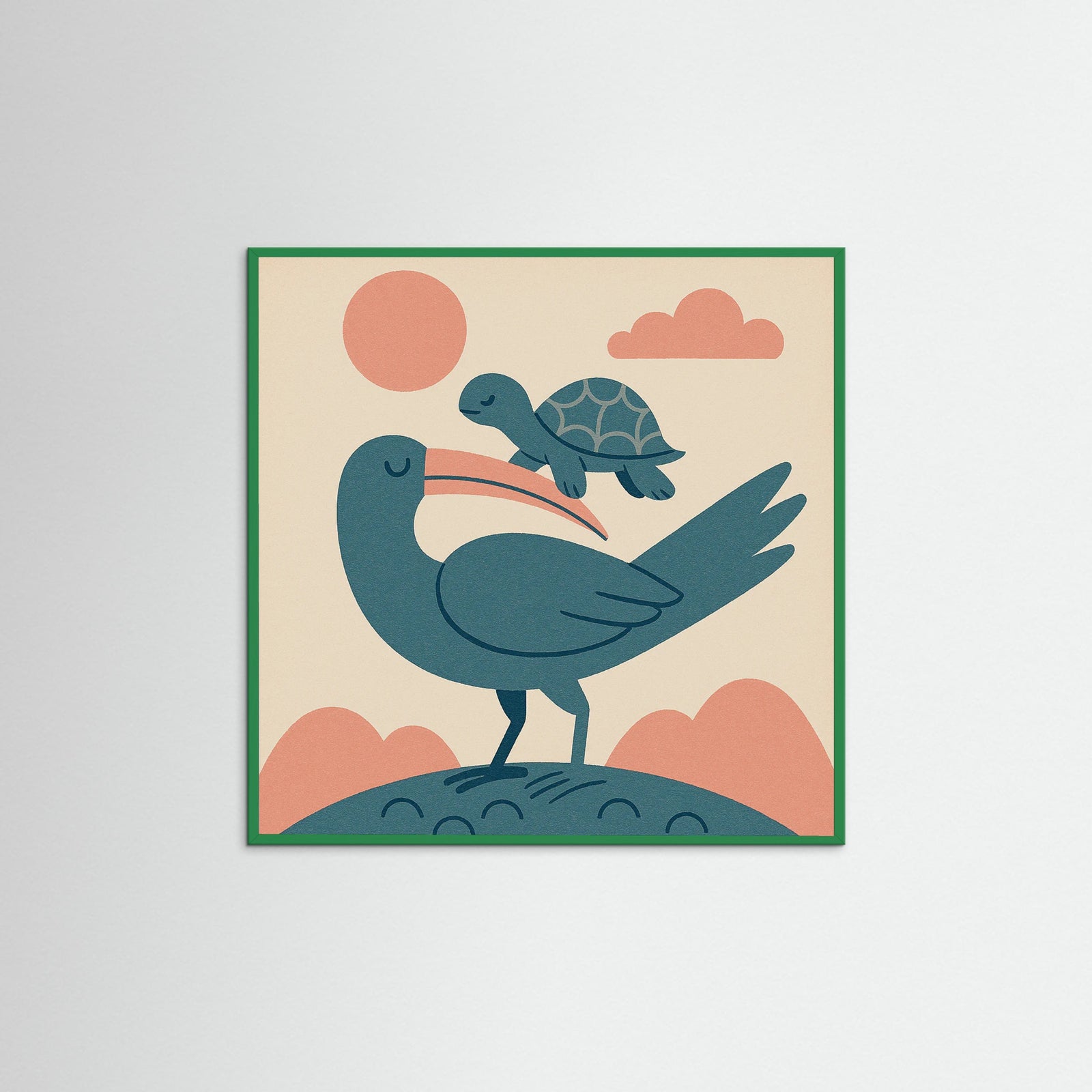 Green Wood Square Mother Child Cloud