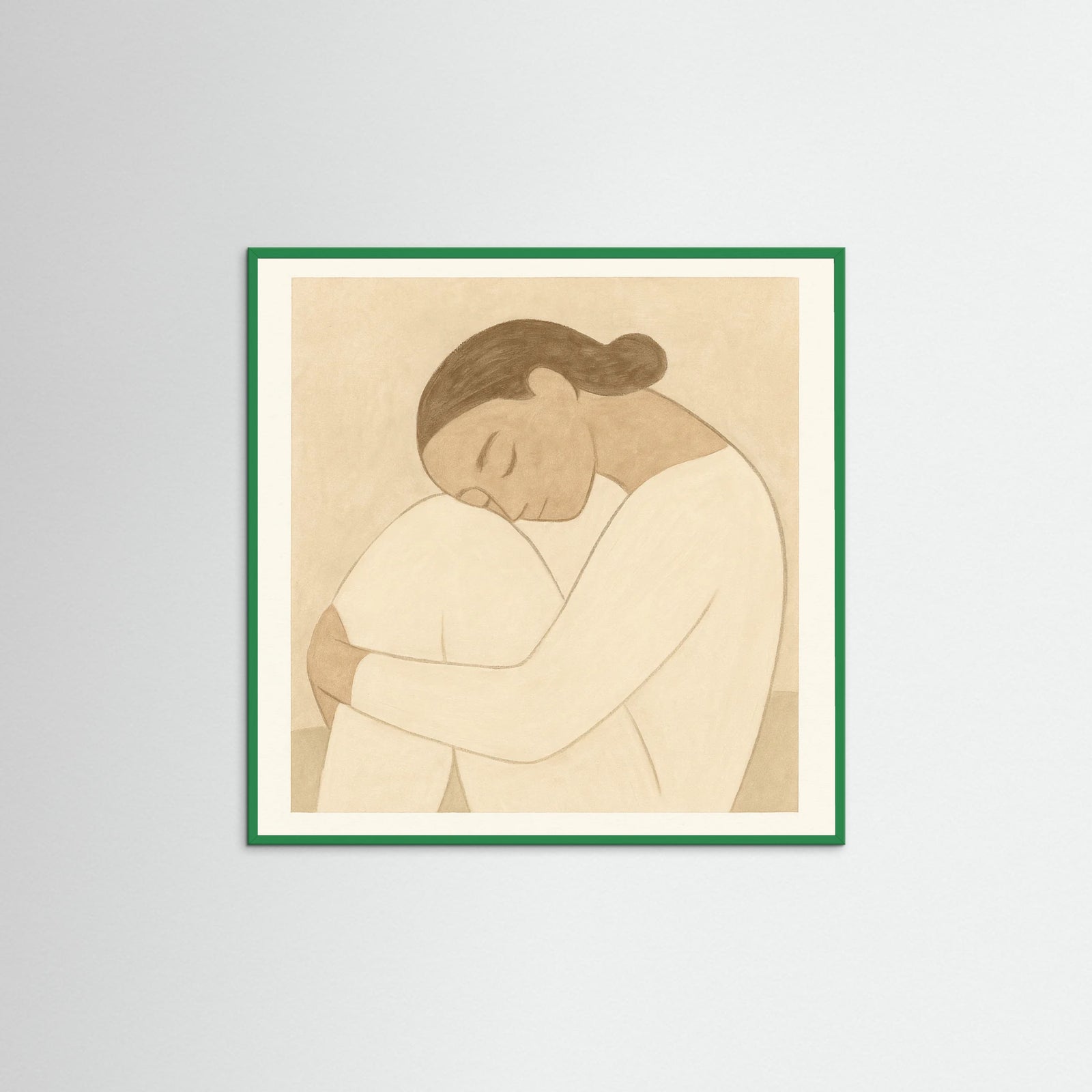 Green Wood Square Pale Thought