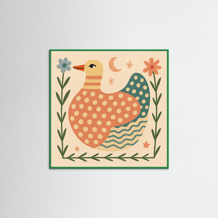 Green Wood Square Patterned Duck