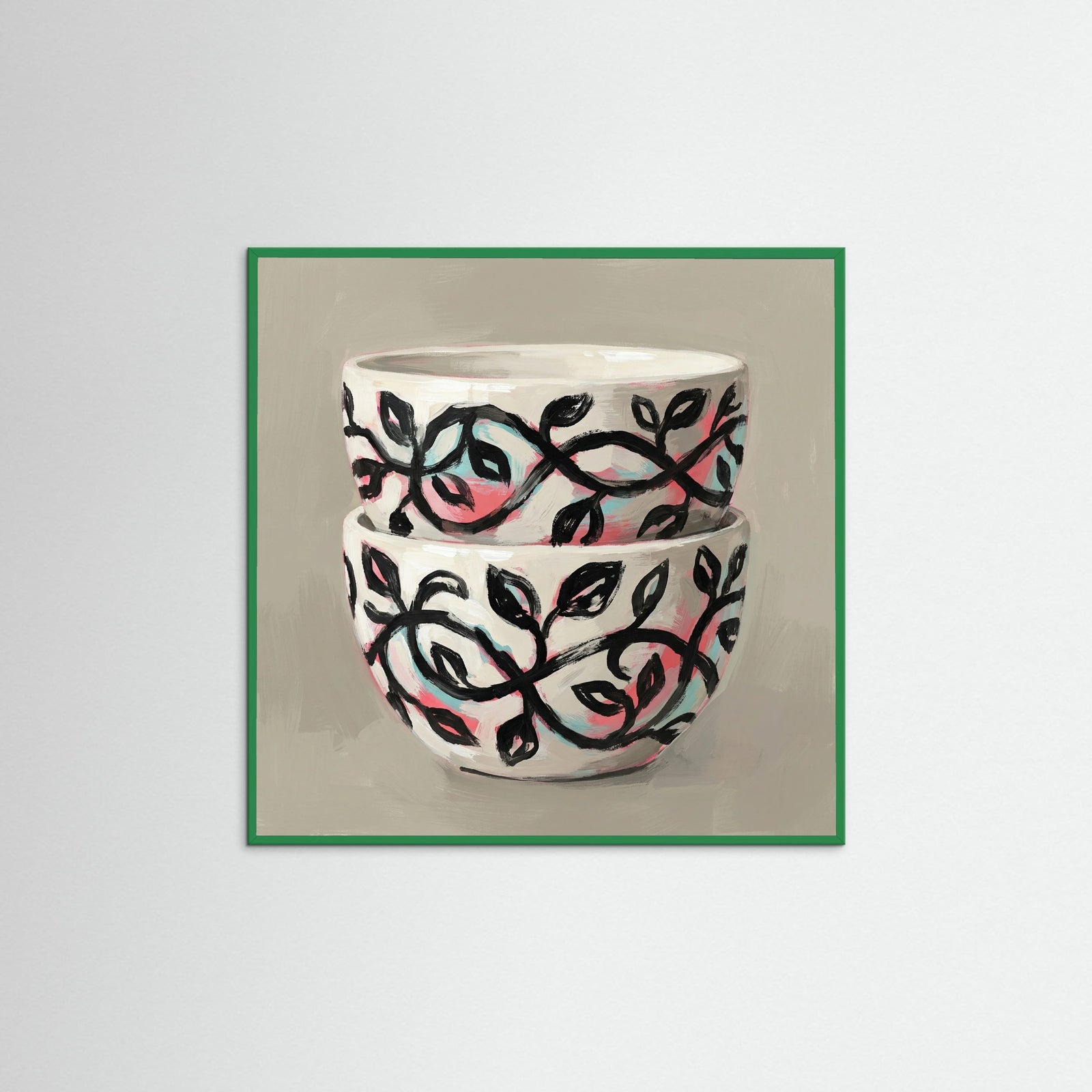Green Wood Square Patterned Vessel Bloom