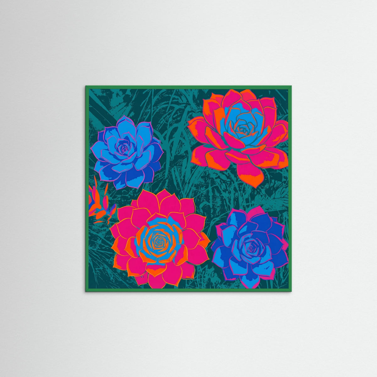 Green Wood Square Pop Art Blooms