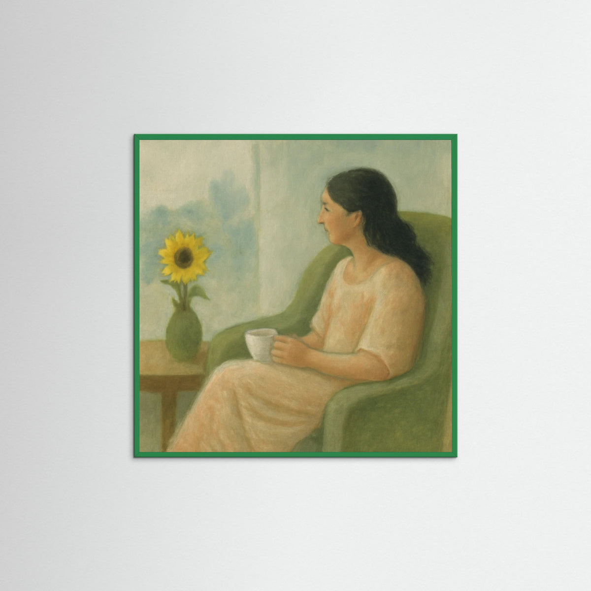 Green Wood Square Reflective Afternoon