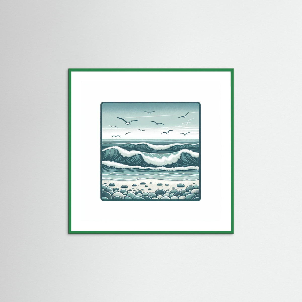Green Wood Square Silent Waves