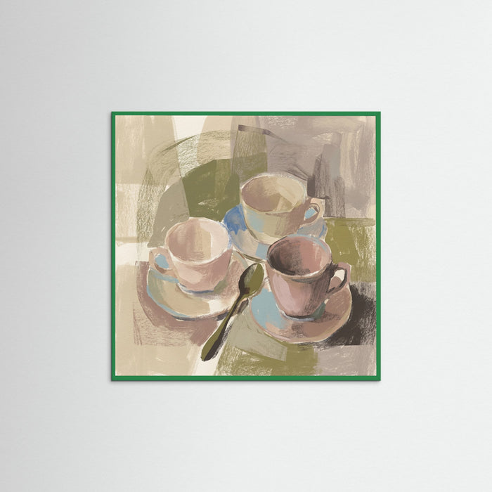 Green Wood Square Still Life Composition