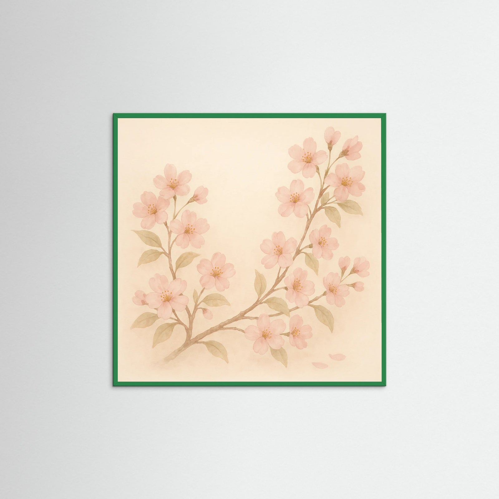 Green Wood Square Sunlit Blossoms