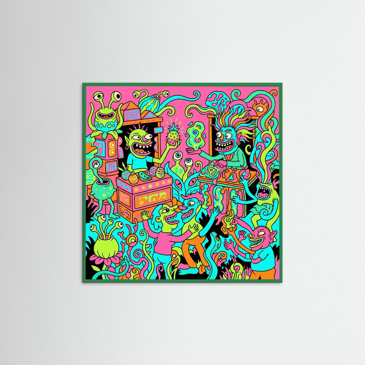 Green Wood Square Vibrant Chaoscapade