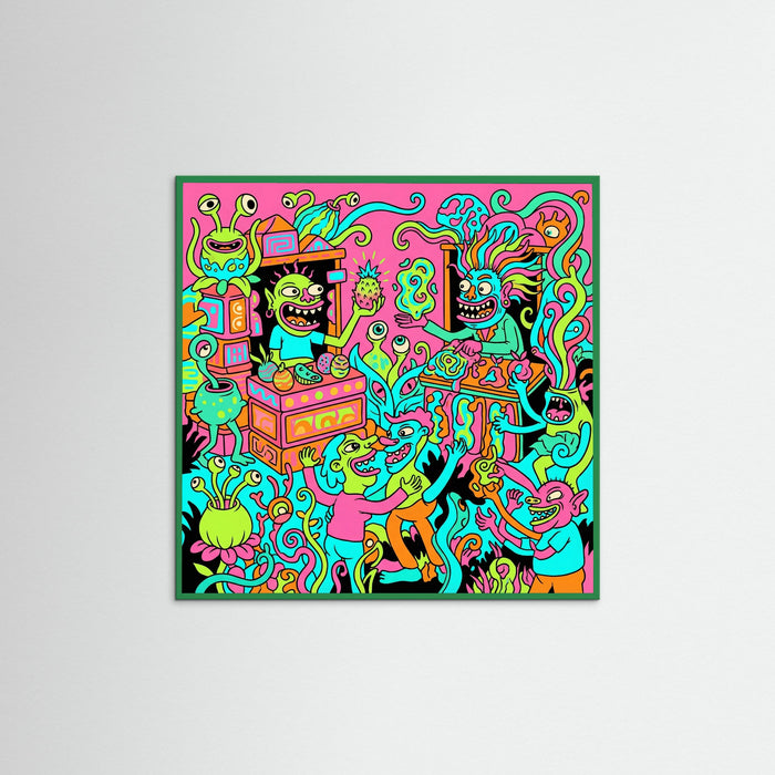 Green Wood Square Vibrant Chaoscapade