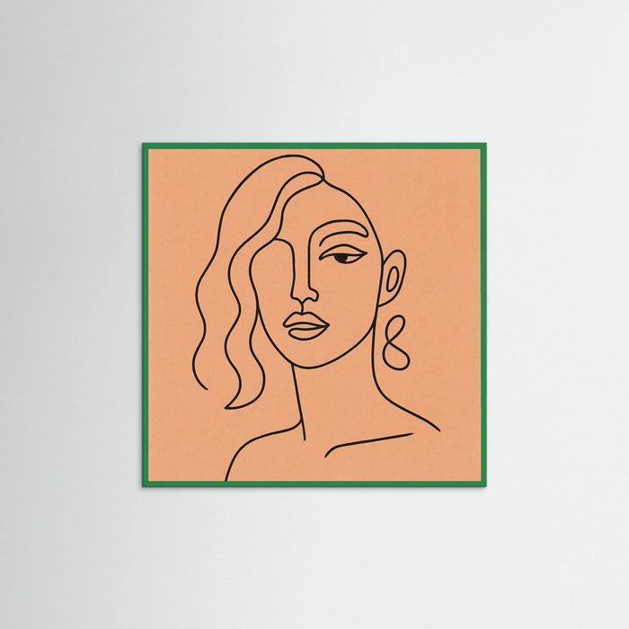Green Wood Square Whimsical Lines