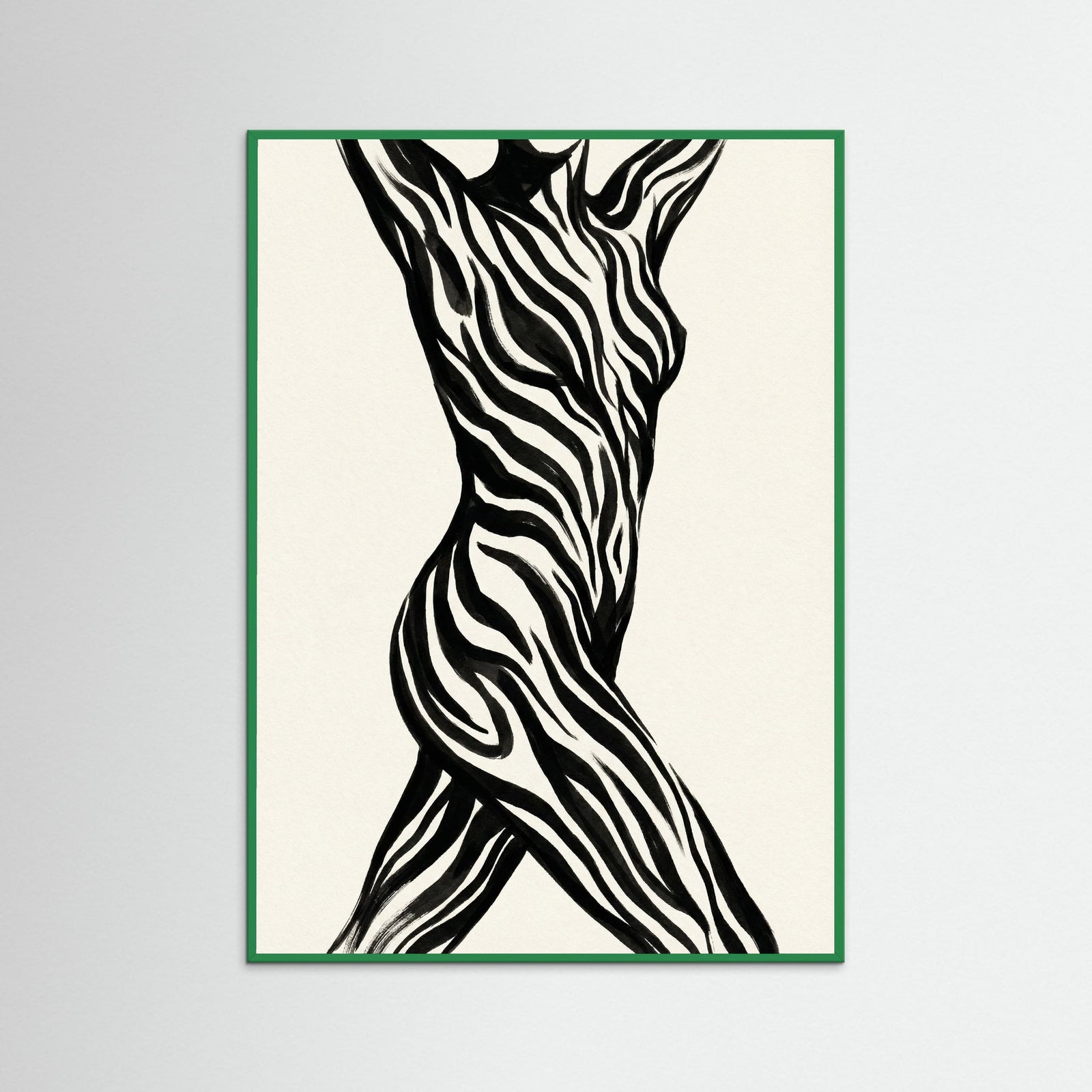 Green Wood Striped Silhouette Black