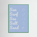 Sun Surf Sea Salt Sand Light Blue Poster – plakat og kunsttryk