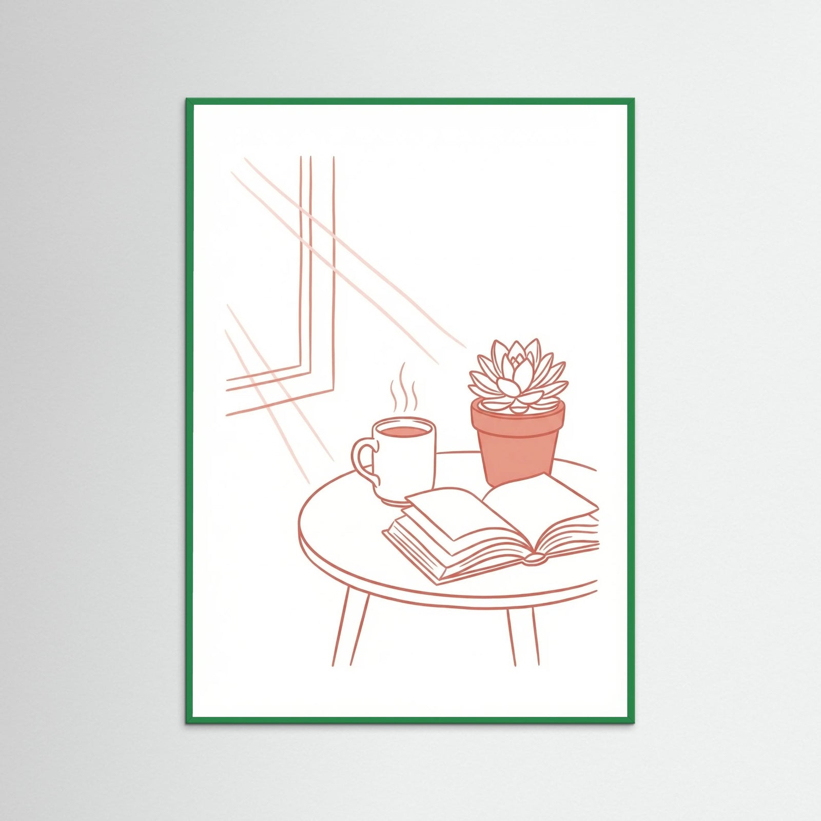 Green Wood Table Setting Sketch