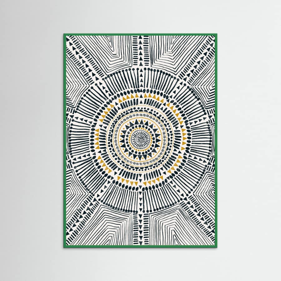 Green Wood Tribal Sun Poster