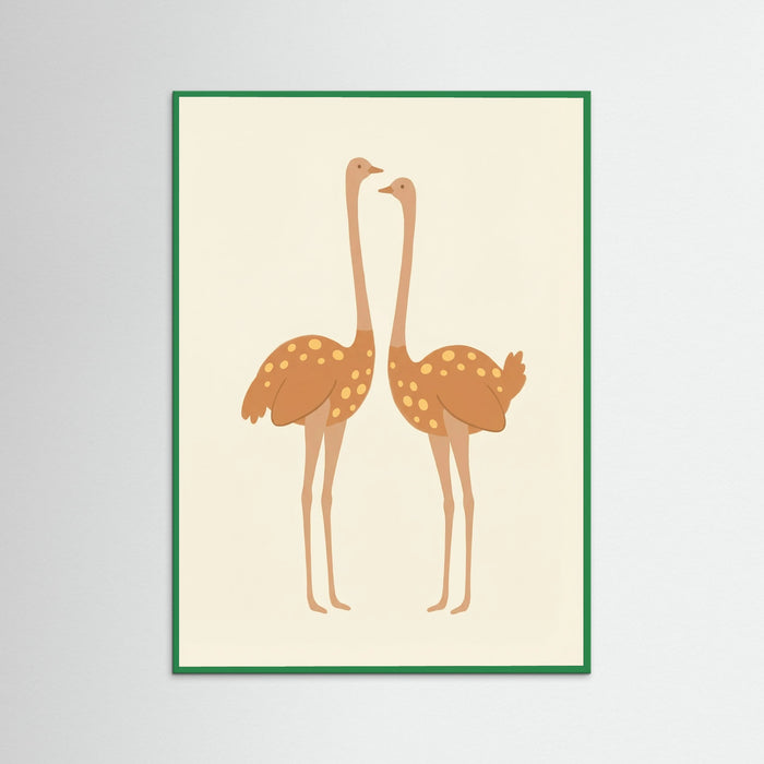 Green Wood Twin Giraffes