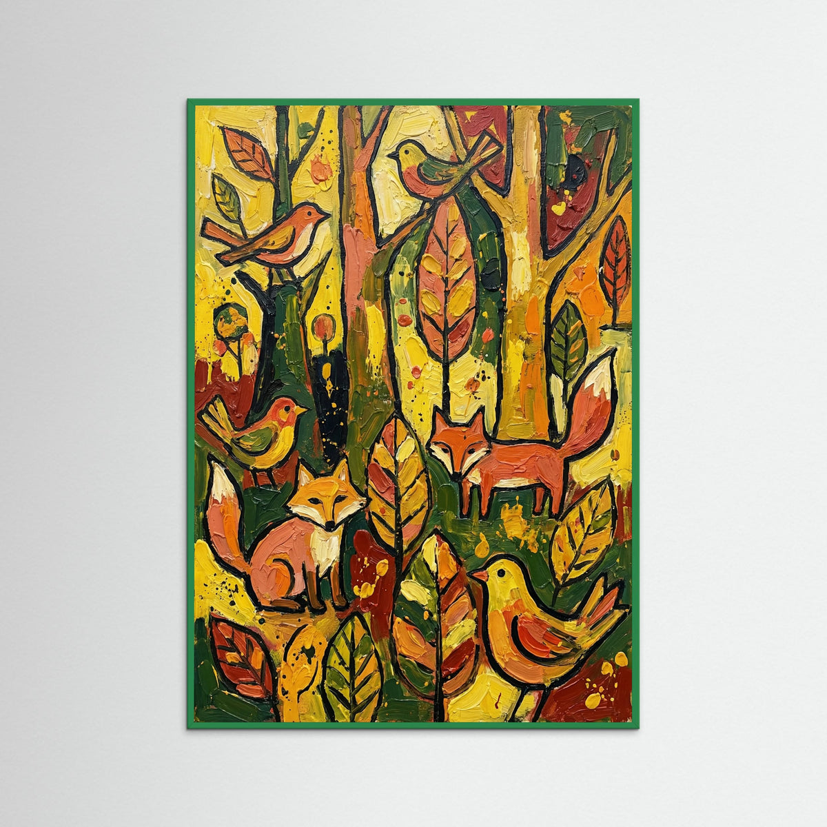 Green Wood Vibrant Abstract Forms