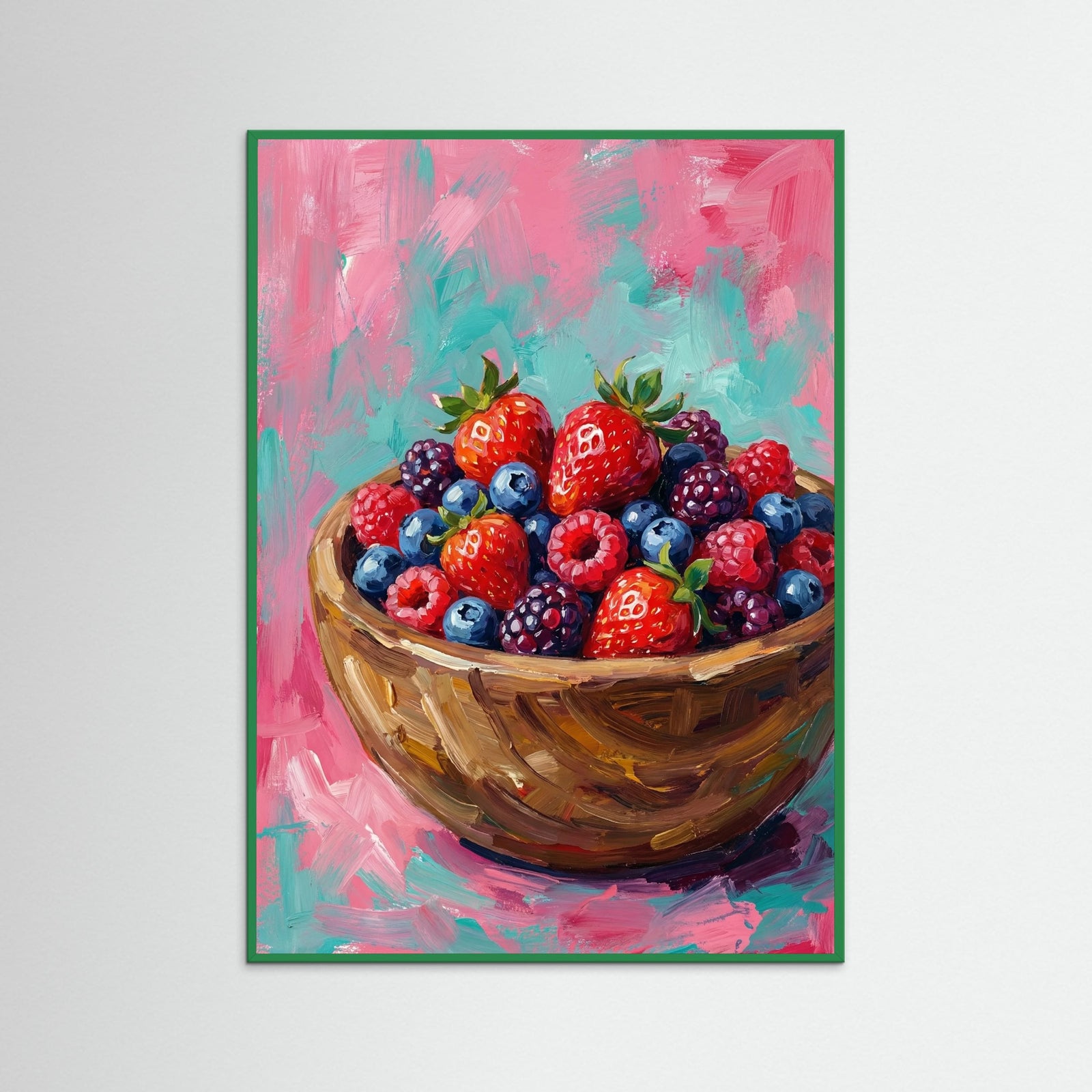 Green Wood Vibrant Citrus Still Life