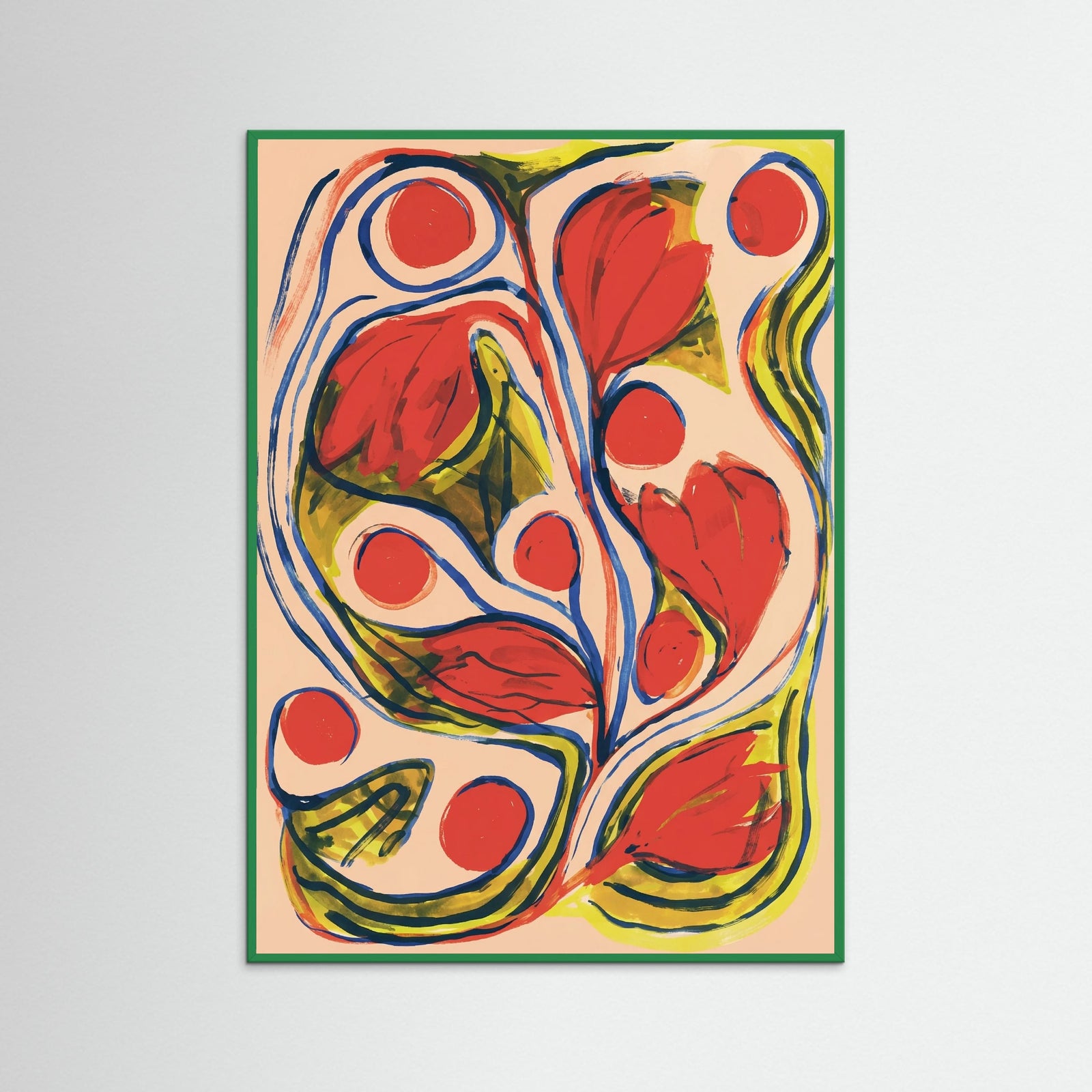 Green Wood Vibrant Floral Swirls