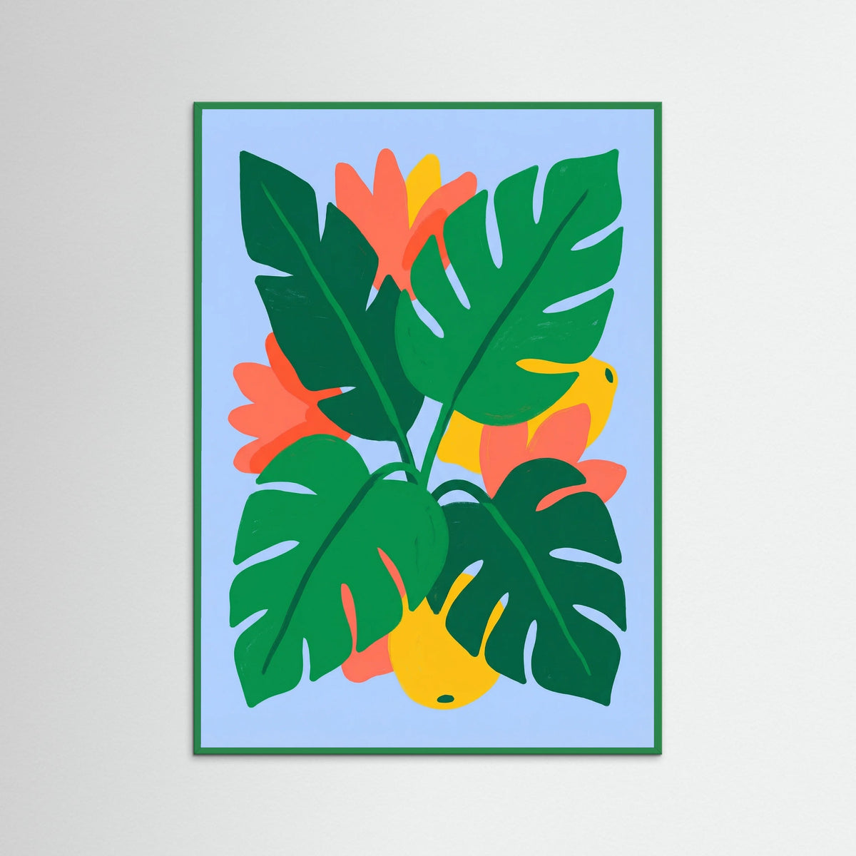 Green Wood Vibrant Poppies Bloom