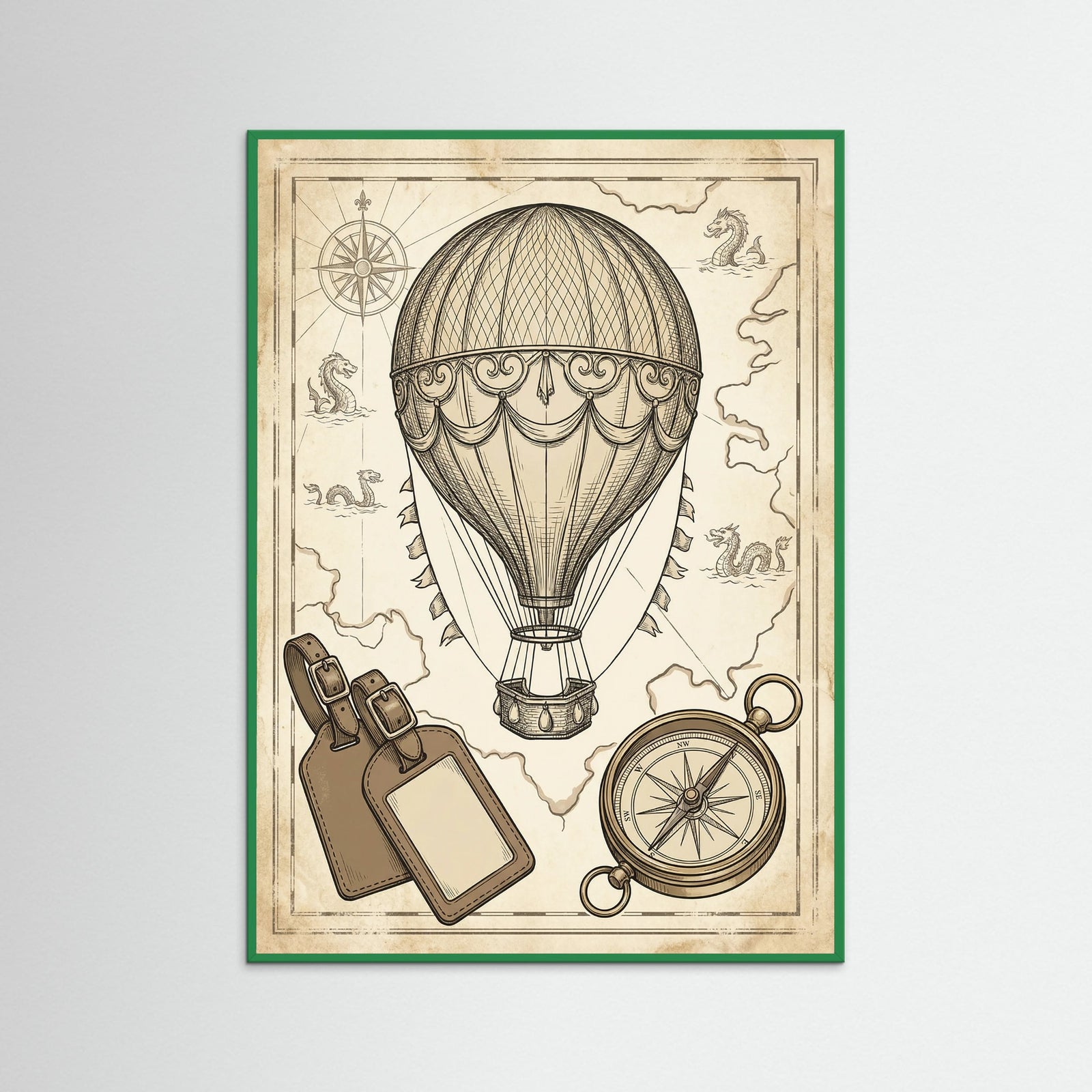 Green Wood Vintage Travel Elegance