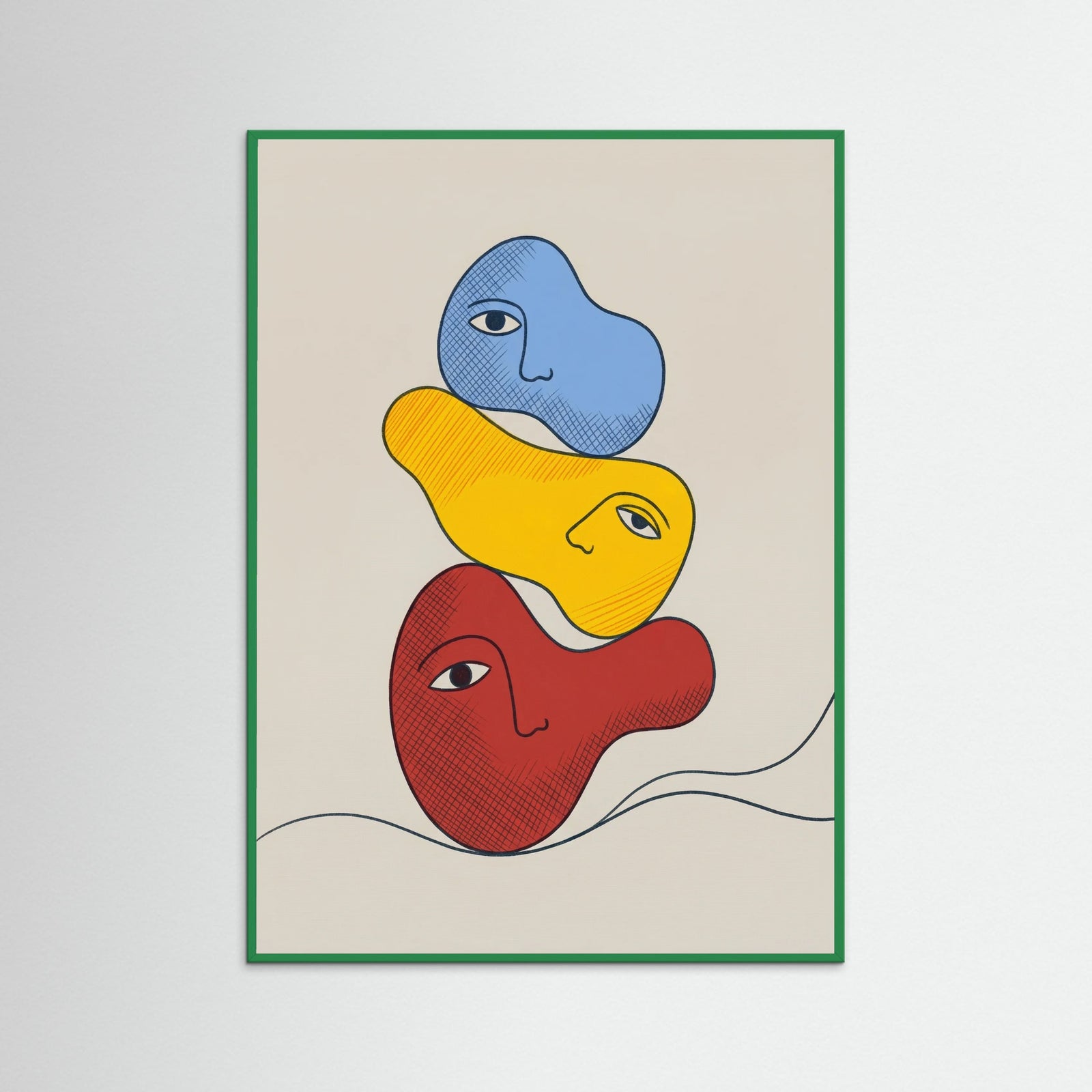 Green Wood Walking Blue Forms