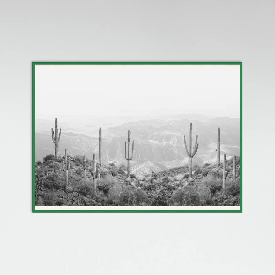 Green Wood Western Cactus Poster