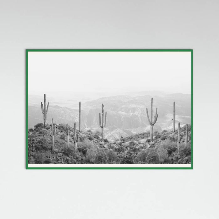 Green Wood Western Cactus Poster