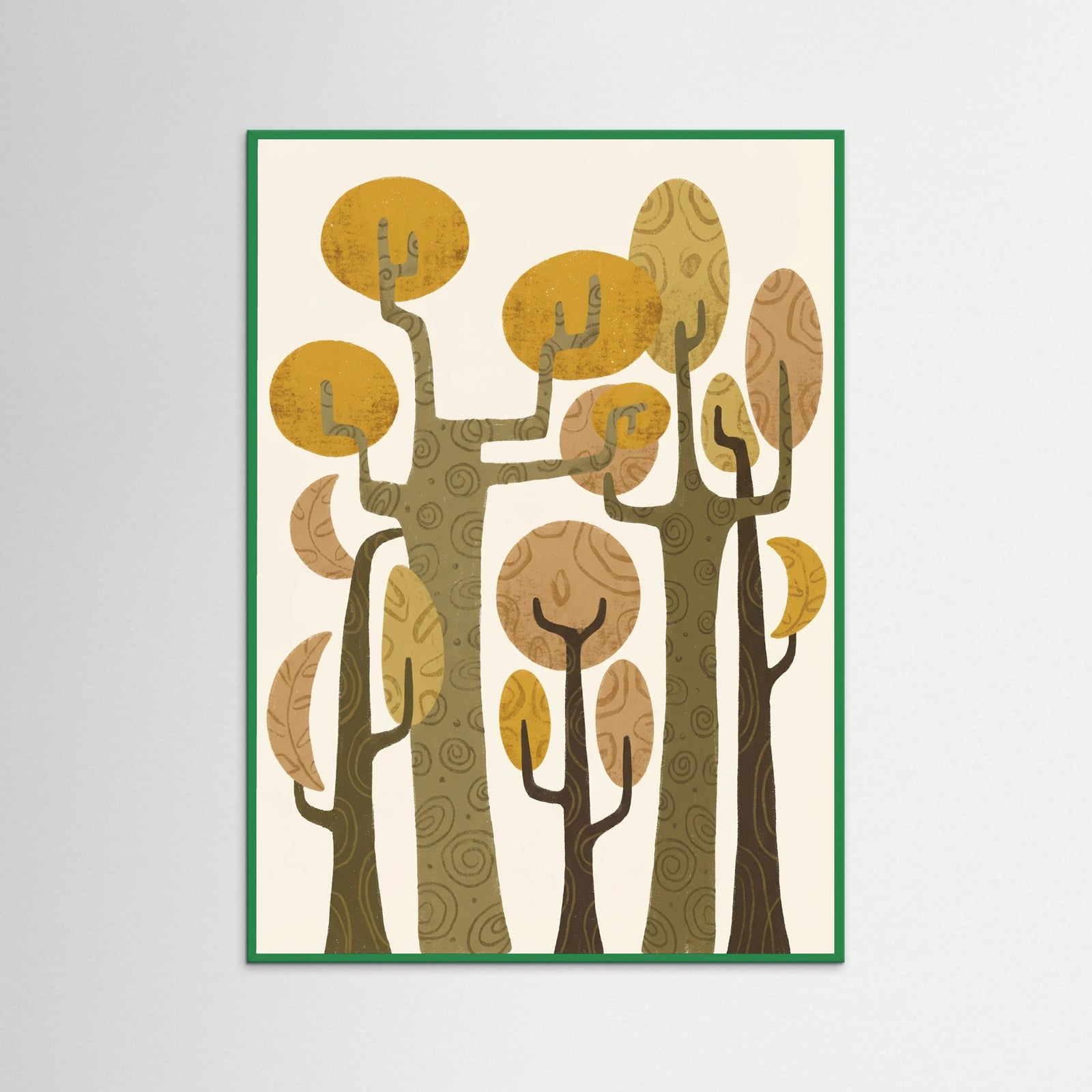 Green Wood Whimsical Abstract Tree