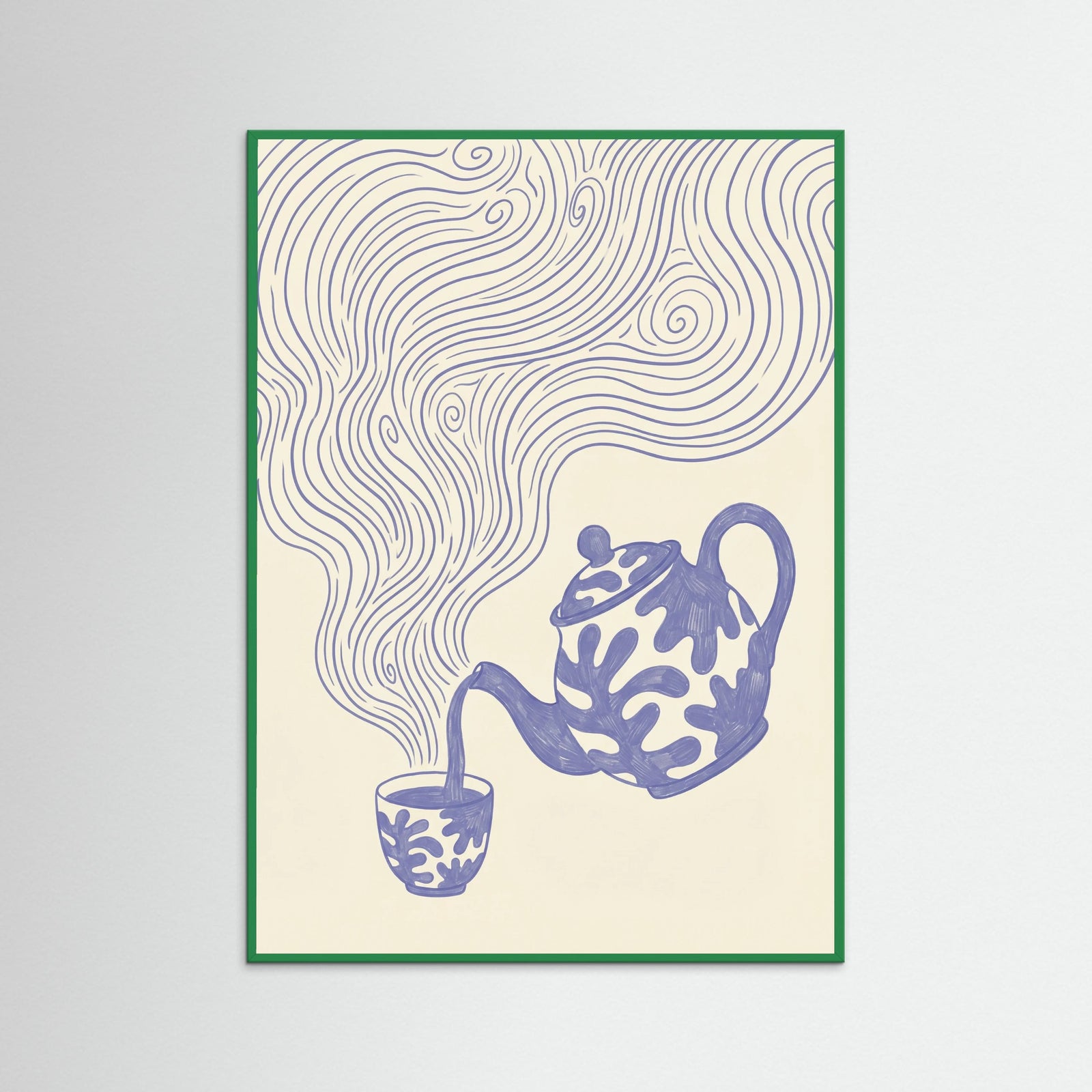Green Wood Whimsical Coffee Swirls