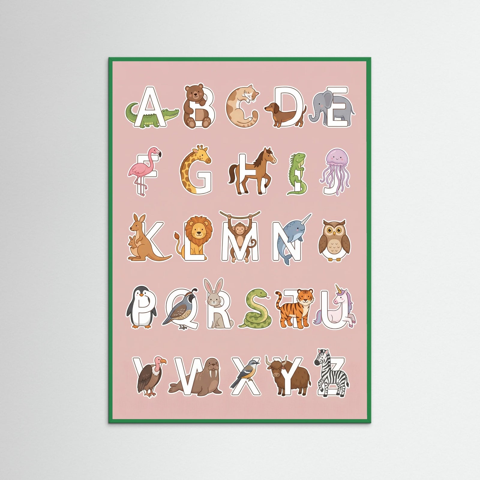 Green Wood Whimsical Number Animals