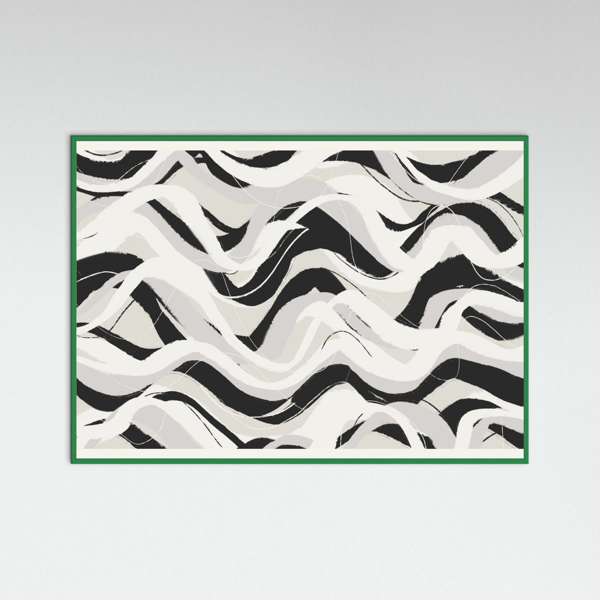 Green Wood White Black Waves Pattern Square Poster