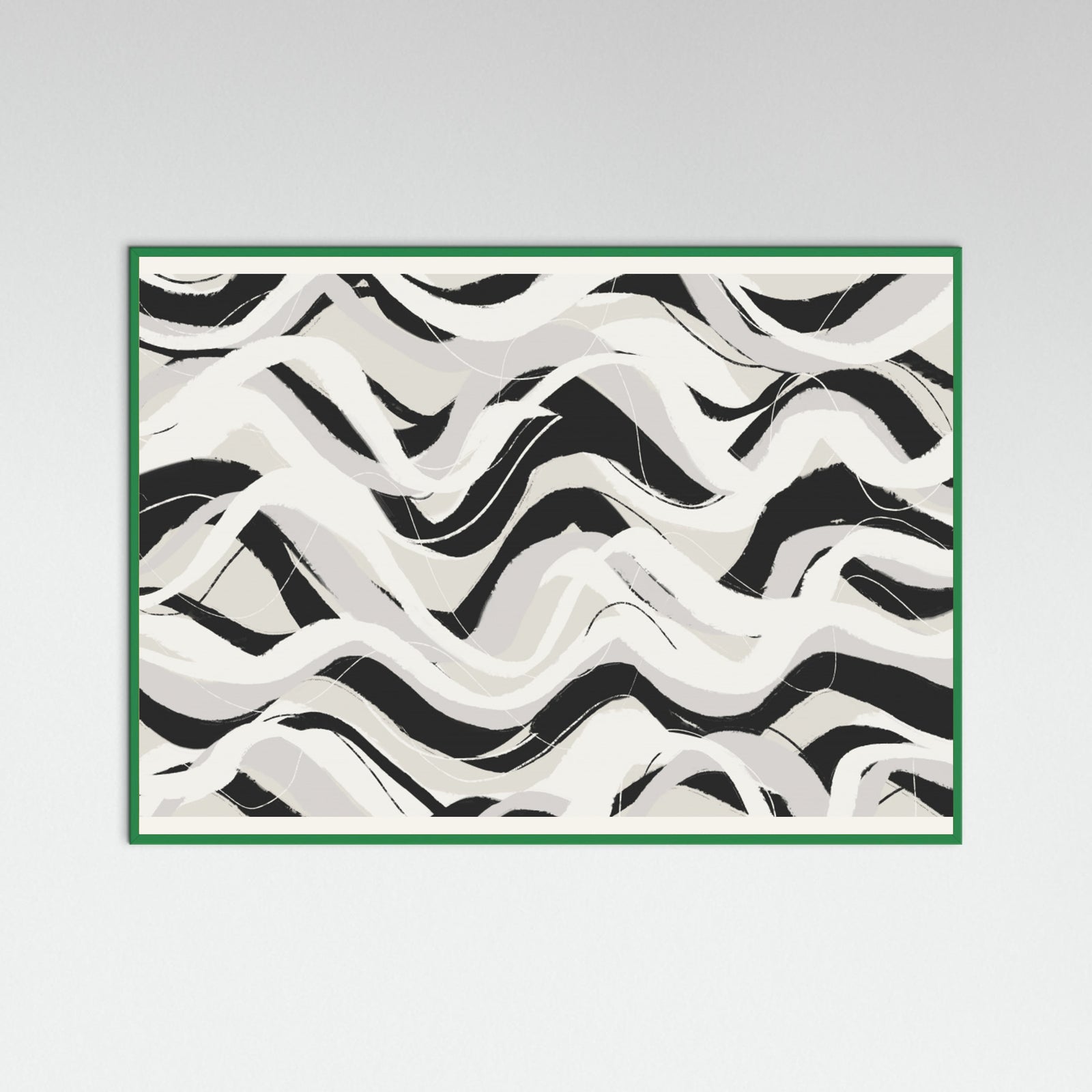 Green Wood White Black Waves Pattern Square Poster