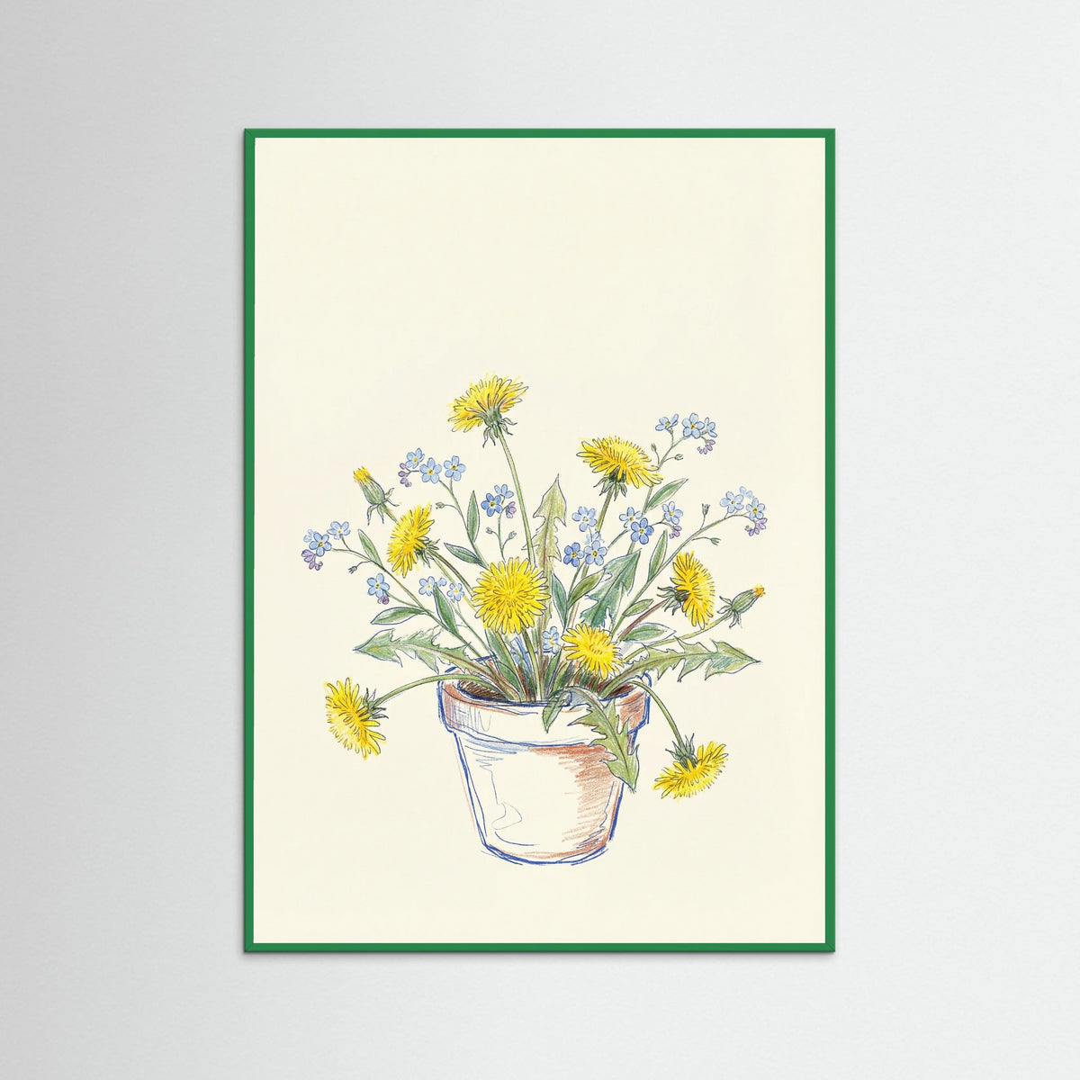 Green Wood Wildflower Sketch Vase