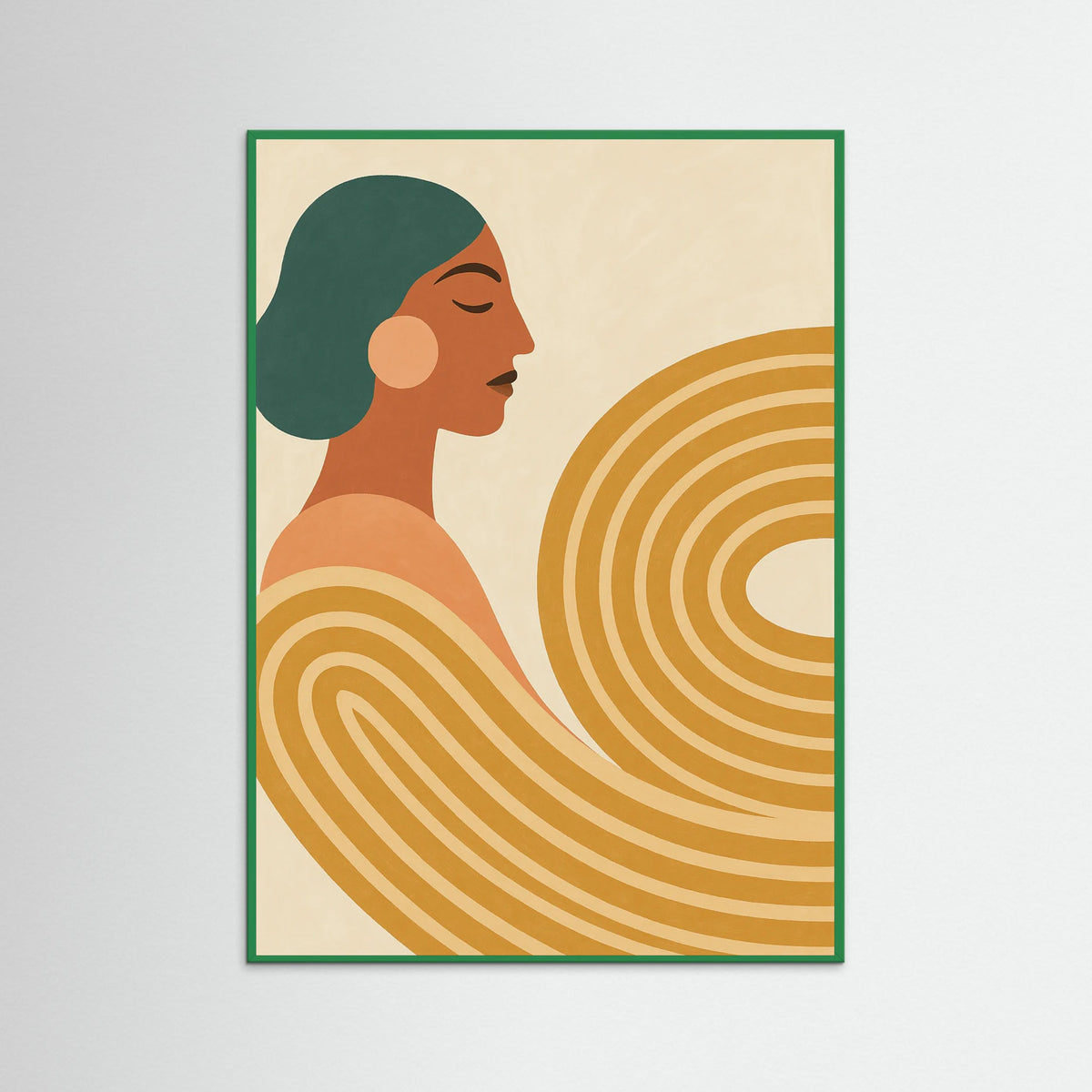Green Wood Woman Abstract Swirls