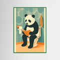Green Wood panda On Toilet