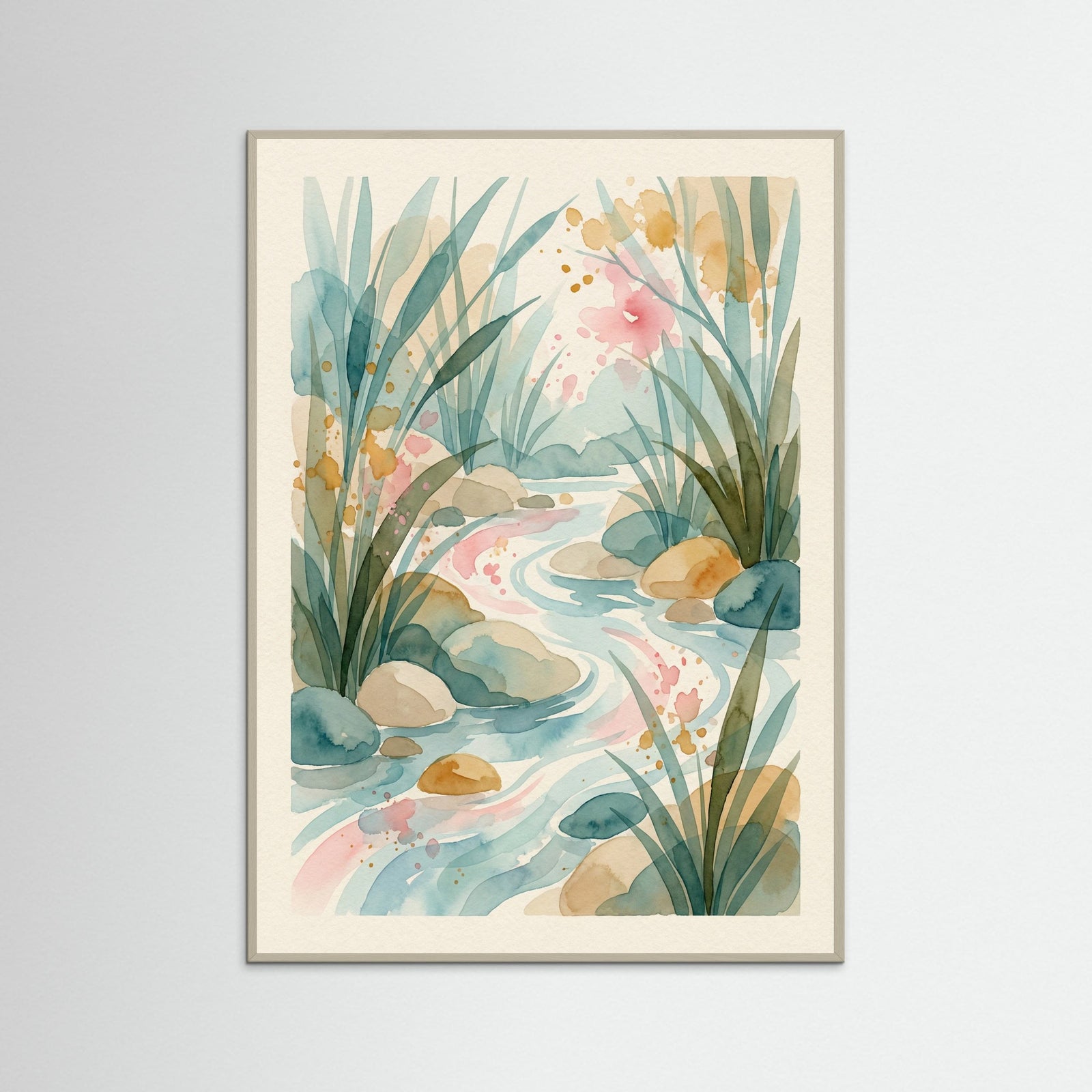 Grey Wood Abstract Bloom Symphony