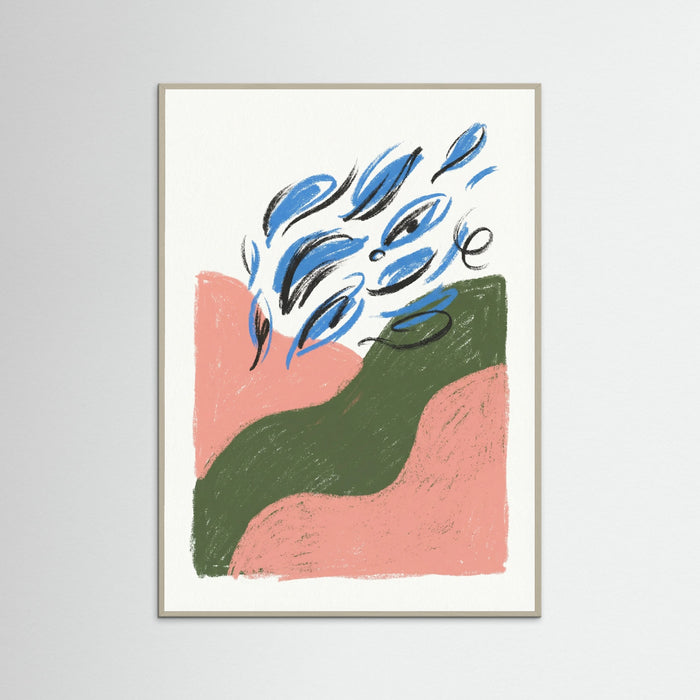 Grey Wood Abstract Botanical Burst