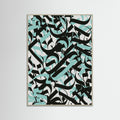 Grey Wood Abstract Calligraphy In Blue Poster