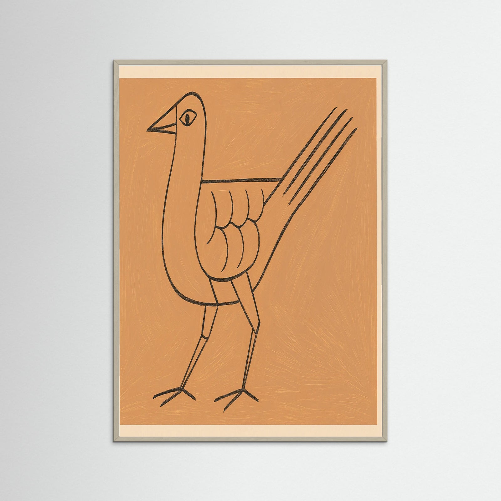 Grey Wood Abstract Line Figure