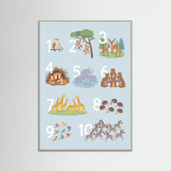 Grey Wood Animal Alphabet Chart