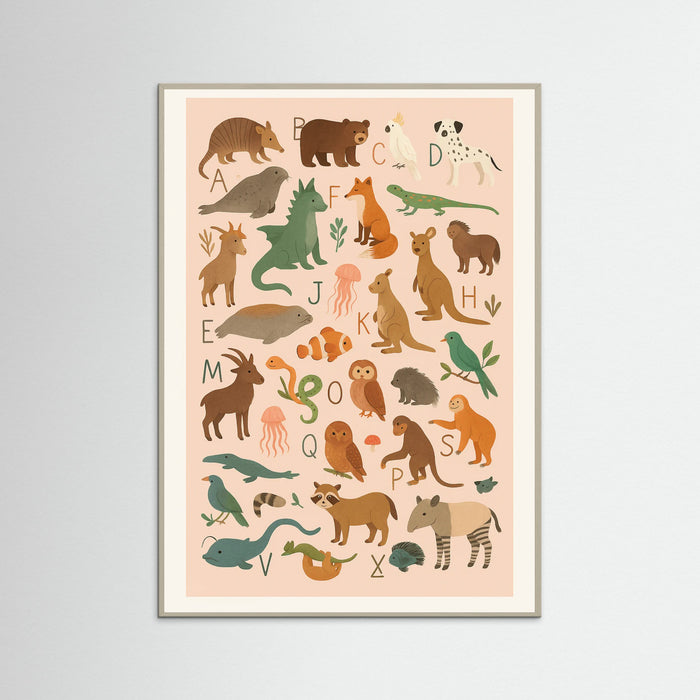 Grey Wood Animal Alphabet