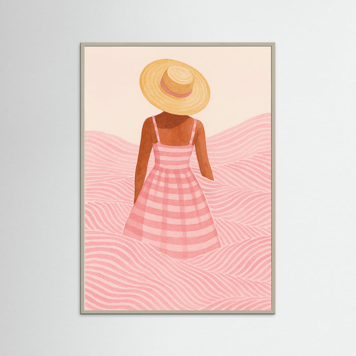 Grey Wood Beach Girl Pattern