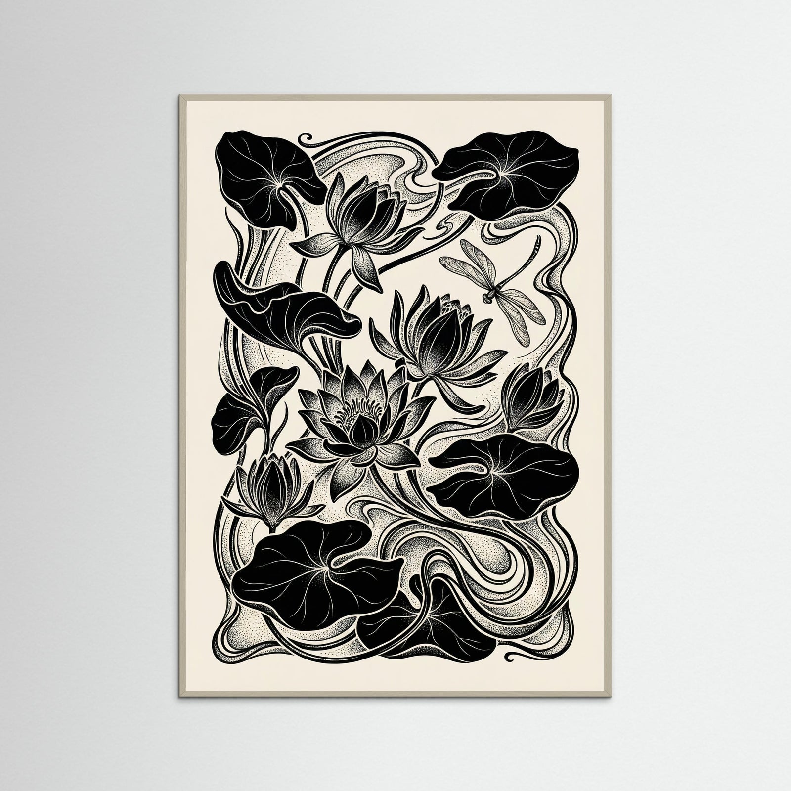 Grey Wood Beardsley Floral Nouveau