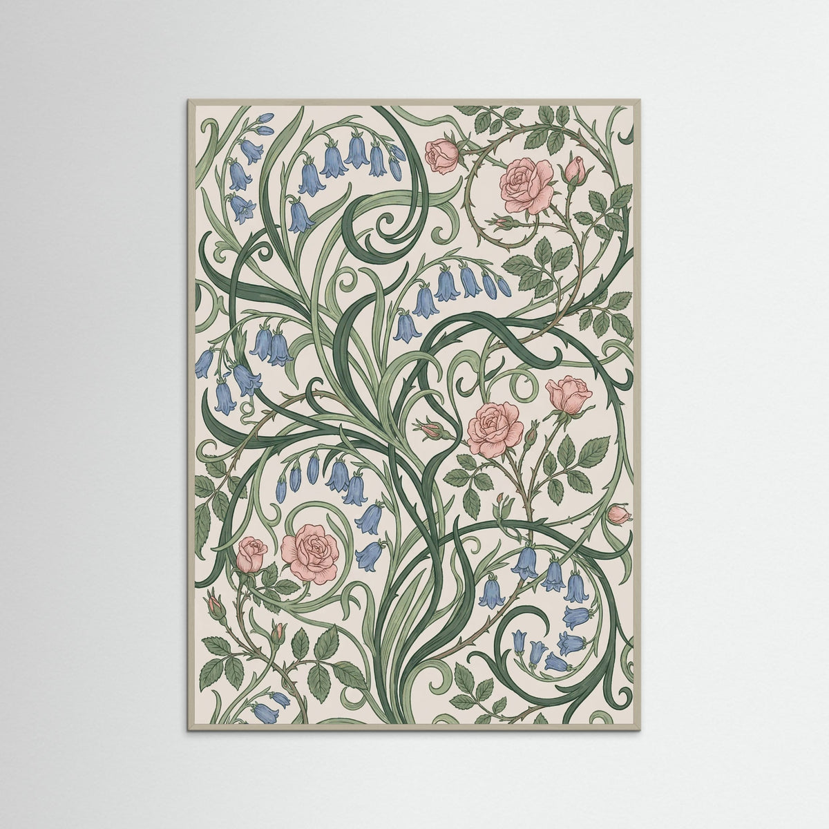 Grey Wood Berry Vine Pattern