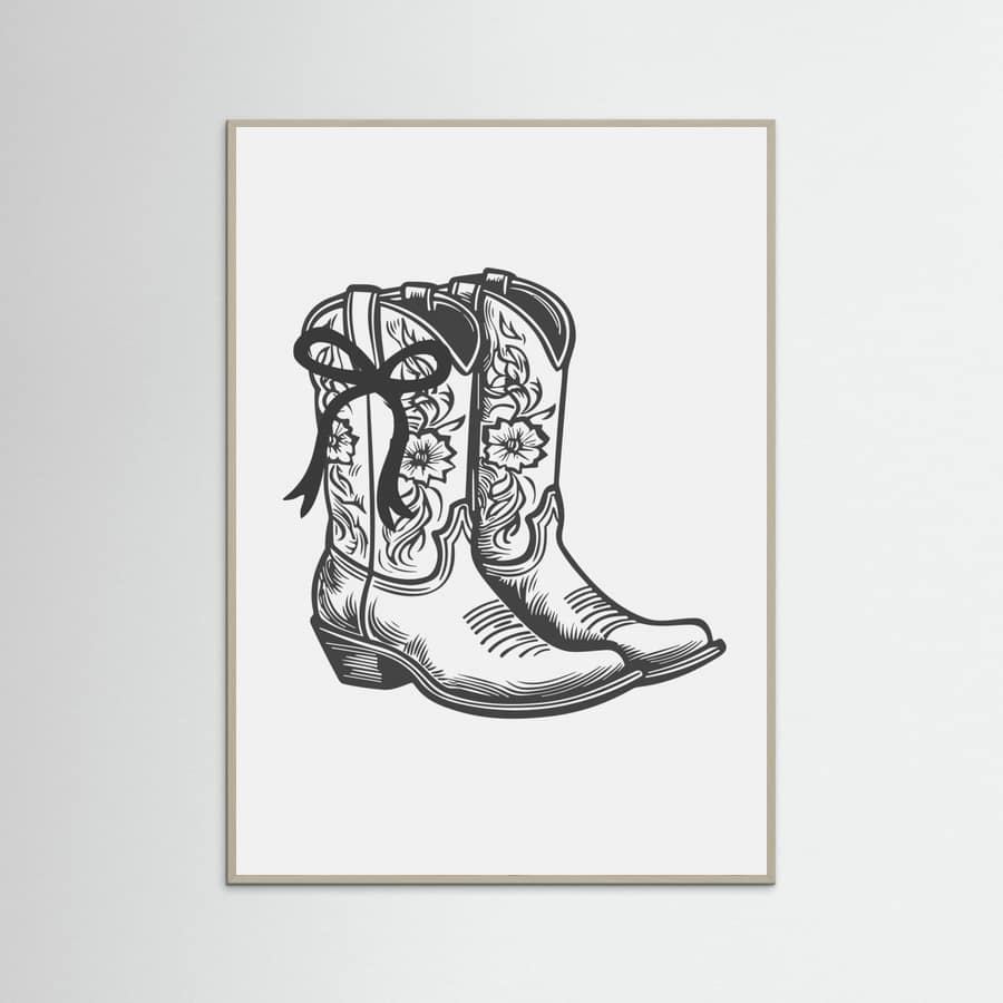 Black Cowgirl Boots with Bow Poster – Poster und Kunstdruck