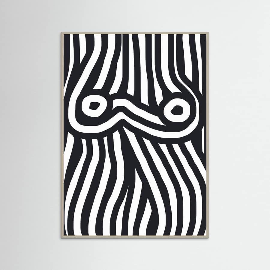 Plakat Black and White Striped Nude – plakat i druk artystyczny