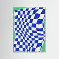 Grey Wood Blue Checker Cloth Poster