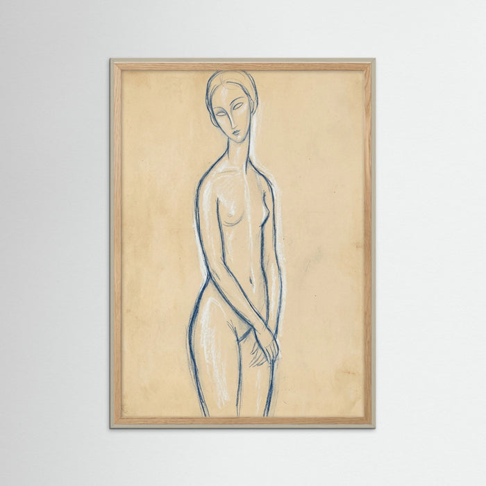 Grey Wood Blue Reclining Figure