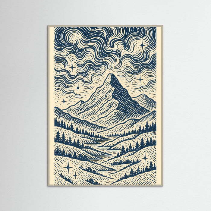 Grey Wood Blue Swirl Pattern