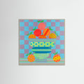 Grey Wood Blues and Oranges Poster