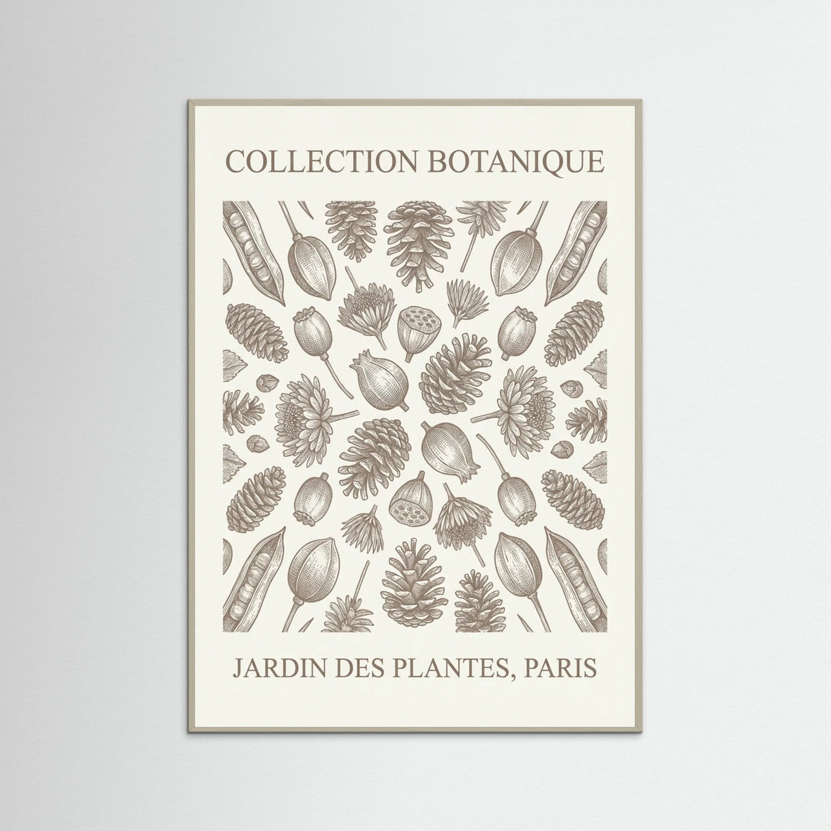 Grey Wood Botanical Etchings